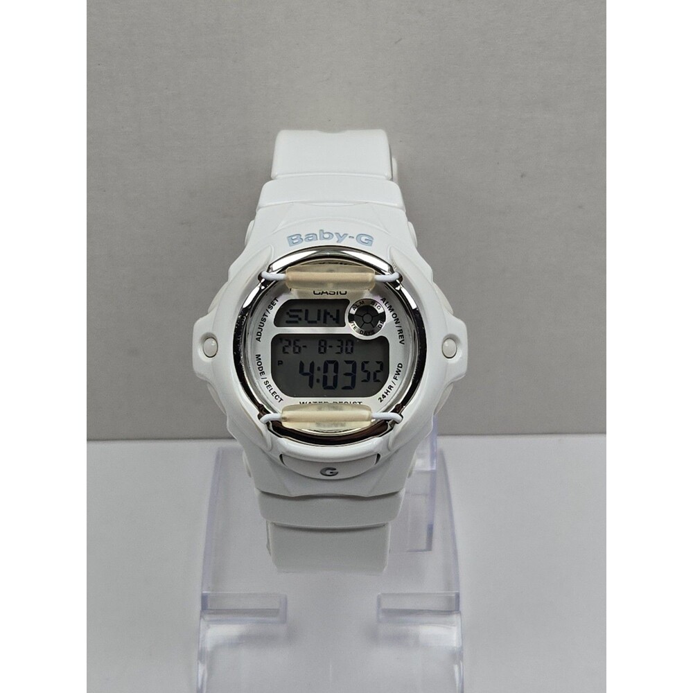 Casio Baby G Shock White Silver Digital Womens Y2K Sports 43mm Watch Alarm Timer